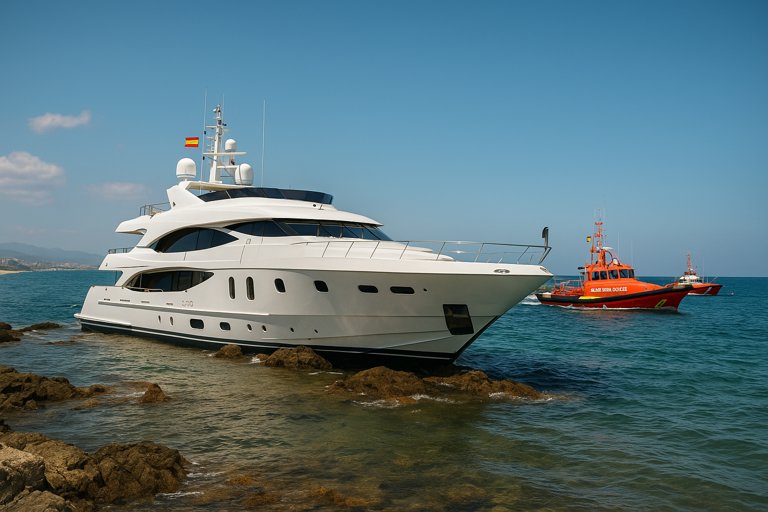 Las autoridades responden al accidente de un yate de lujo en la Costa del Sol y descubren 1,5 millones de euros a bordo